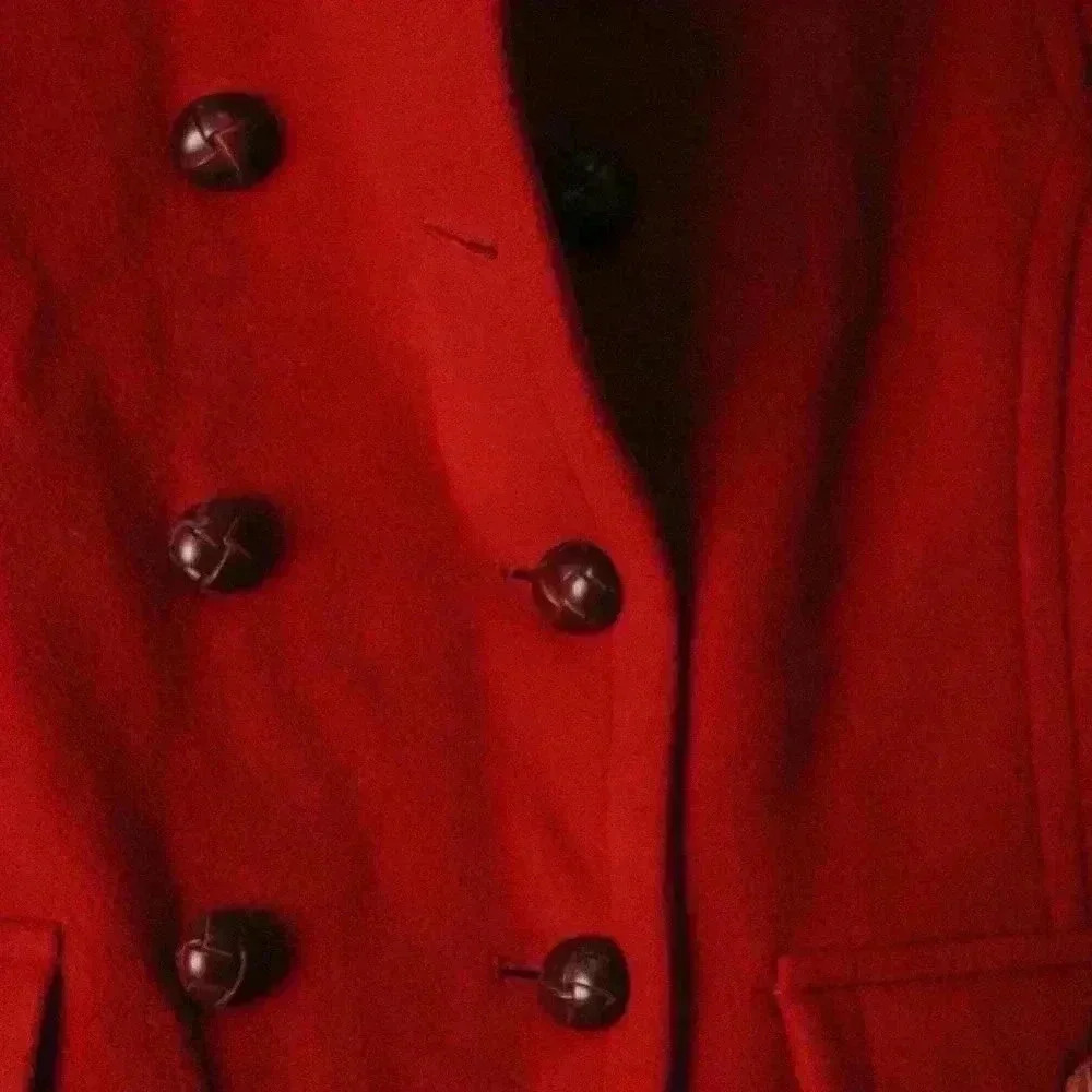 Lands' End Red Wool Long Coat women's 14 vintage pea coat winter warm - Picture 3 of 10